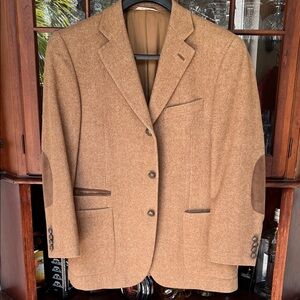 Camel color Blazer with Elbow Patches and Leather Button